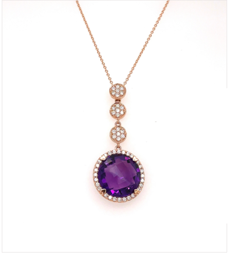 [GJNK.00073823] Amethyst Round Drop Necklace