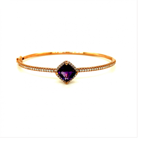 [GJBR.00073827] Amethyst Cushion Bangle