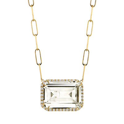 [GJNK.00073920] White Topaz on Paperclip Chain