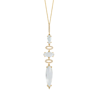 [GJPN.00073922] White Topaz and Diamond Pendant