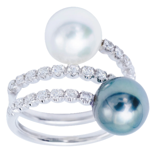 [PRNG.00074170] Black and White Pearl Ring