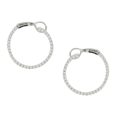 [DERR.00074183] White Gold and Diamond Circle Earrings