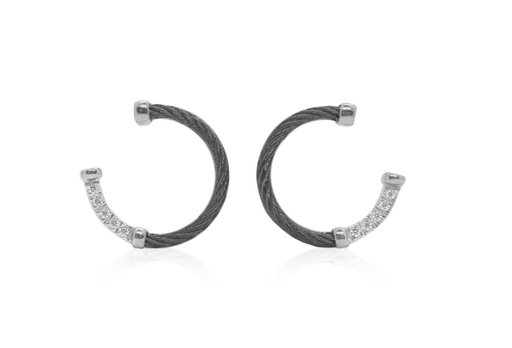 [FEAR.00074415] Cable Open Full Circle Earrings