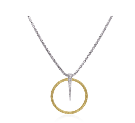 [DNCK.00075246] Yellow Cable &amp; Grey Chain Full Circle Spear Necklace