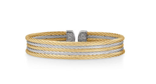[FBRA.00075250] Grey & Yellow Cable Mini Cuff