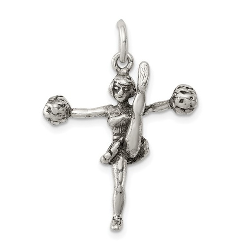 [FPEN.00075303] Sterling Silver Antiqued Cheerleader Charm
