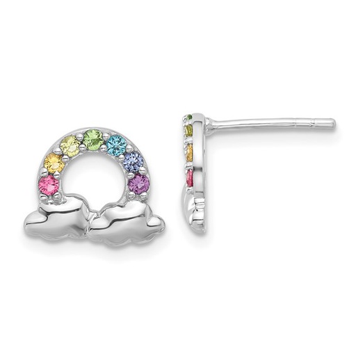 [FEAR.00075347] Glass Crystal Rainbow and Clouds Post Earrings