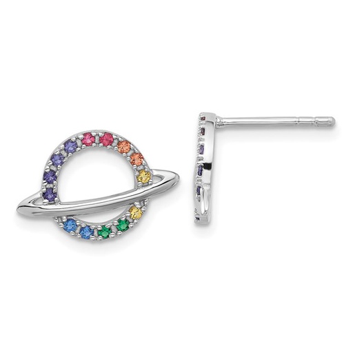 [FEAR.00075348] Childs Rainbow Glass Crystal Planet Post Earring