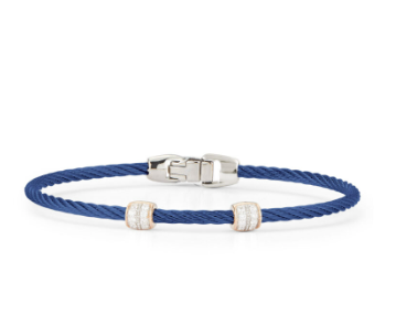 [FBRA.00075710] Double Barrel Station Stackable Bracelet with 18kt Rose Gold & Diamonds