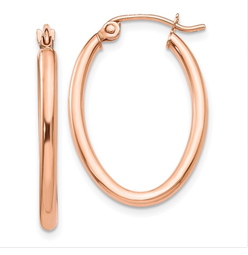 [GERR.00075908] 14k Rose Gold Oval Hoop Earrings