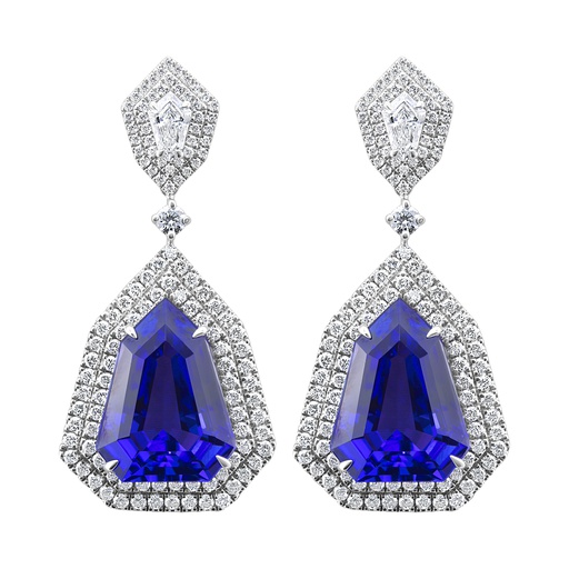 [GJER.00075990] Tanzanite and Diamond Dangle Earrings