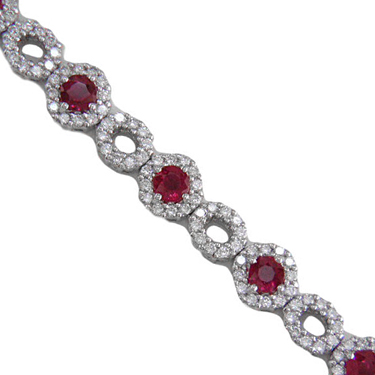 [GJBR.00075995] Ruby and Diamond Halo Bracelet