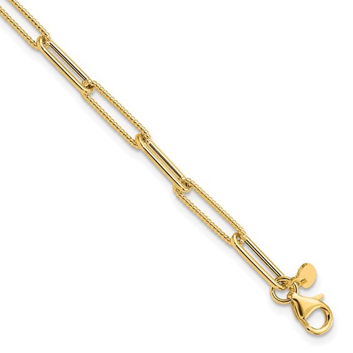 [GBRC.00076061] Polished and Textured Paperclip Link Bracelet