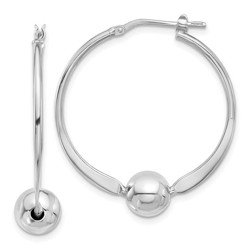 [FEAR.00076302] Sterling Silver Rhod-plated Polished Ball Small Round Hoop Earrings