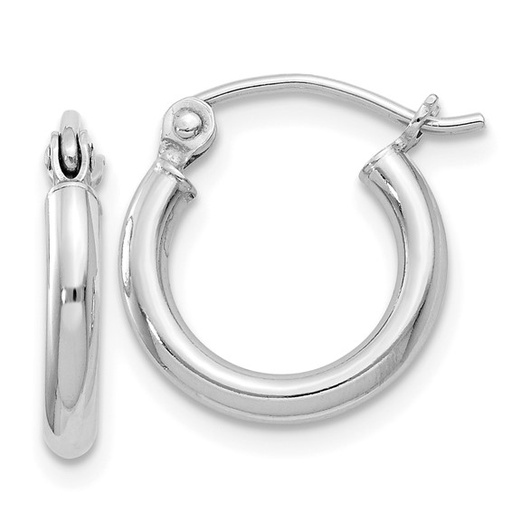 [FEAR.00076304] Sterling Silver Rhodium-plated 2mm Round Hoop Earrings