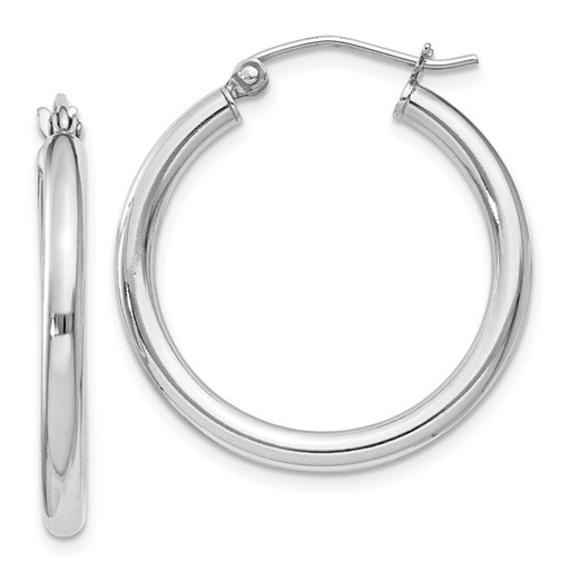 [FEAR.00076408] Sterling Silver Rhodium-plated 2.5mm Round Hoop Earrings