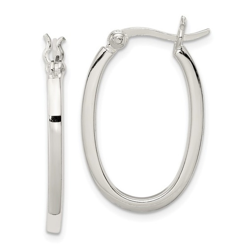 [FEAR.00076604] Sterling Silver 2.00mm Square Tube Oval Hoop Earrings