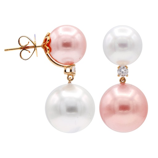 [PERR.00076656] Double Pearl Drop Earrings