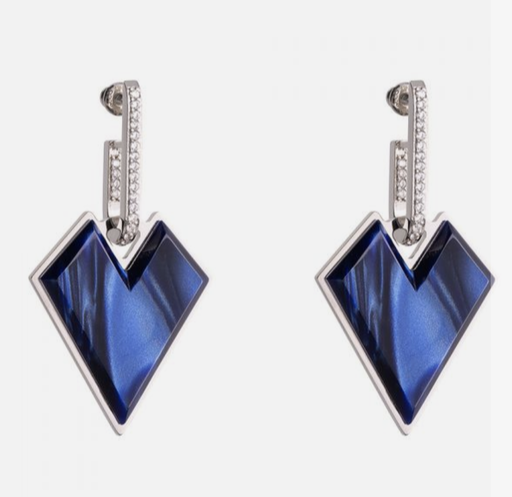 [FEAR.00077254] Blue Polymer Heart Earrings With Stones