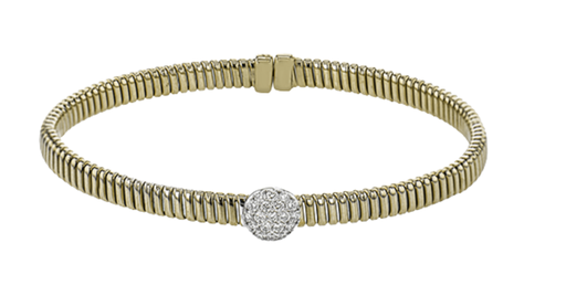 [GBRC.00077335] Textured Bracelet With Round Diamond Accent 0.23 Ct