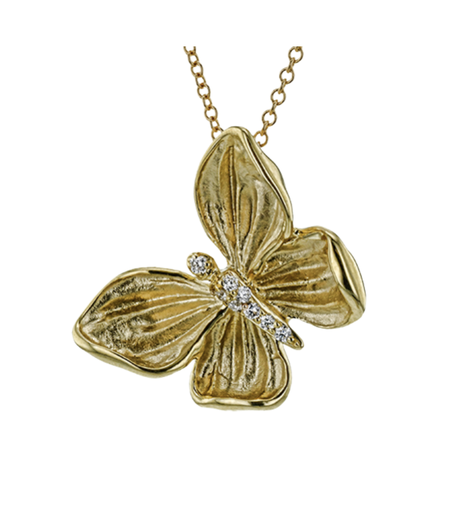 [GPND.00077344] Butterfly Pendant with 0.06Ct Diamond Accent
