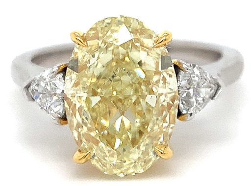 [E3SR.00077370] Fancy Yellow 3 Stone Ring