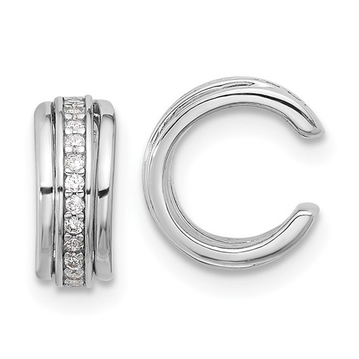 [FEAR.00077512] Sterling Silver Rhodium-plated Polished CZ Pair of 2 Cuff Earrings
