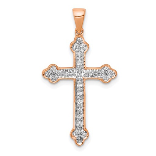 [DPND.00078005] 14k Rose Gold and Rhodium Diamond Cross Pendant