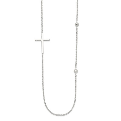 [FNEC.00078074] Sterling Silver Polished Cross Necklace