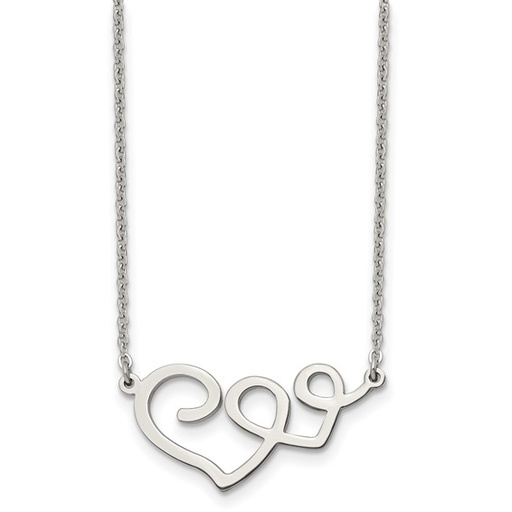 [FNEC.00078075] Stainless Steel Polished Hearts 17.5in Necklace
