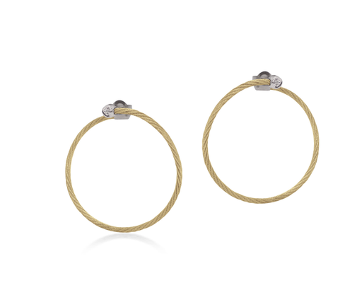 Cable Front to Back Hoop Earrings with 18kt Gold &amp; Diamonds