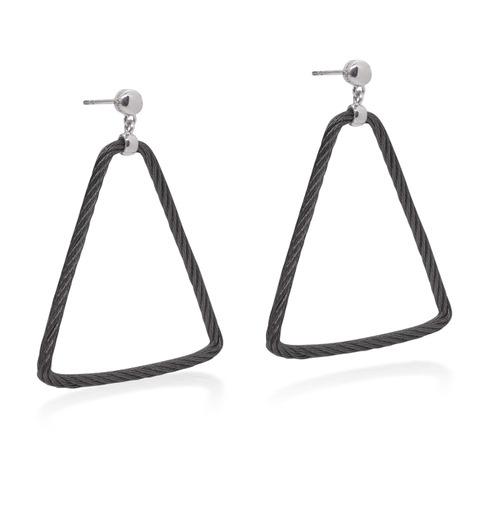 Cable Open Triangle Drop Earrings with 18kt Gold