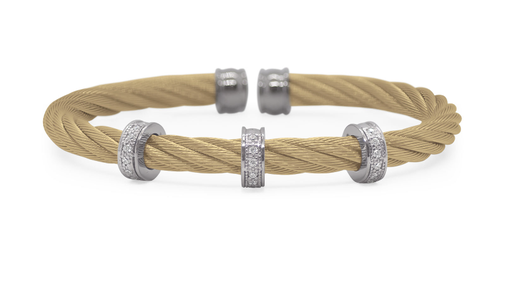 Cable 5mm Triple Barrel Cuff with 18kt Gold & Diamonds