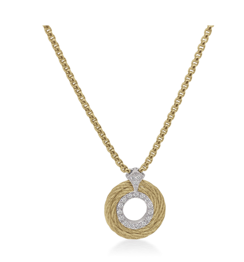 Cable Round Necklace with 14kt Gold &amp; Diamonds