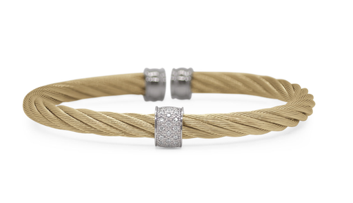 Cable 5mm Single Barrel Cuff with 18kt Gold & Diamonds