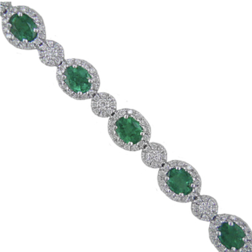 [GJBR.00078335] Emerald &amp; Diamond Halo Bracelet