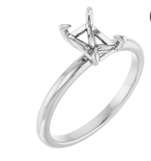 [GRNG.00078398] 14K White 7x5 mm Emerald Solitaire Engagement Ring Mounting