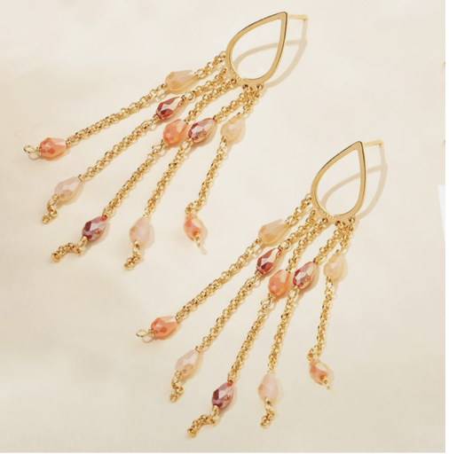 [FEAR.00078885] Tulipe earrings with pendant and colored stones