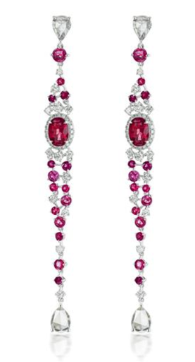 [GJER.00079117] Colored Gemstone and Diamond Dangle Earrings