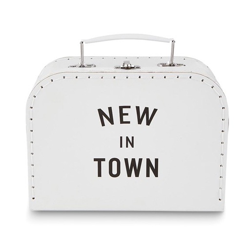 [GIFT.00079340] New To The Crew Bamboo Blend White 0-3 Month Suitcase Set with Knotted Hat and Snapshirt