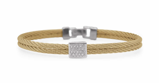 Single Square Station Bracelet with 18kt Gold & Diamonds