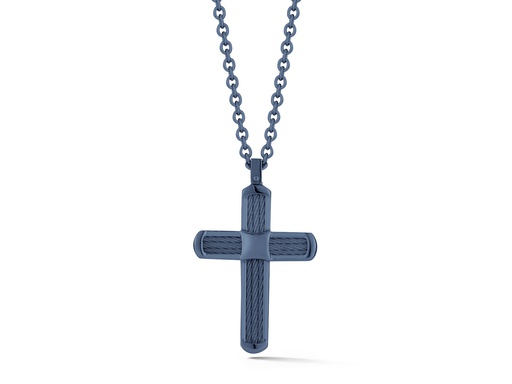 Cable Cross Necklace on Chain with 18kt Gold