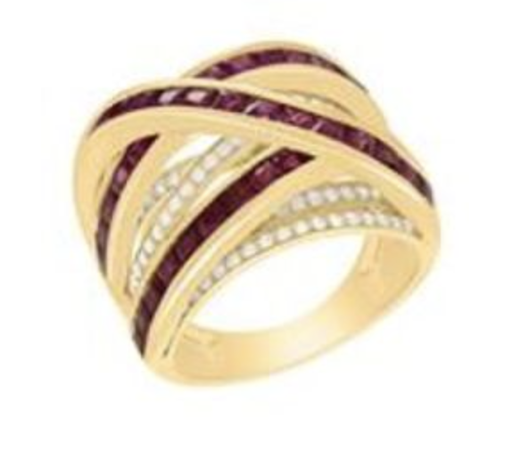 [GJRG.00080218] Princess Cut Ruby and Diamond Ring