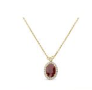 [GJNK.00080236] Natural Ruby with Diamond Halo Necklace