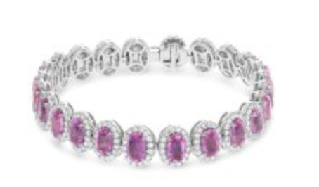 [DBRE.00080269] 12.10Ct Oval Pink Sapphire and Diamond Eternity Bracelet