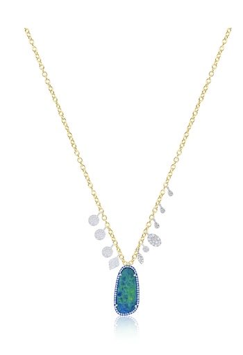 [GJNK.00080330] Blue Opal Diamond Necklace