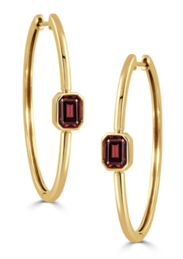 [GJER.00080384] 18K YG and Garnet Hoop Earrings