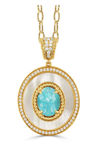 [GJPN.00080389] Amazonite and MOP Pendant
