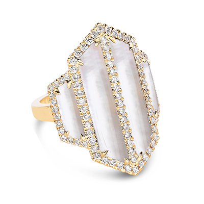 [GJRG.00080431] Mother of Pearl and Diamond Ring