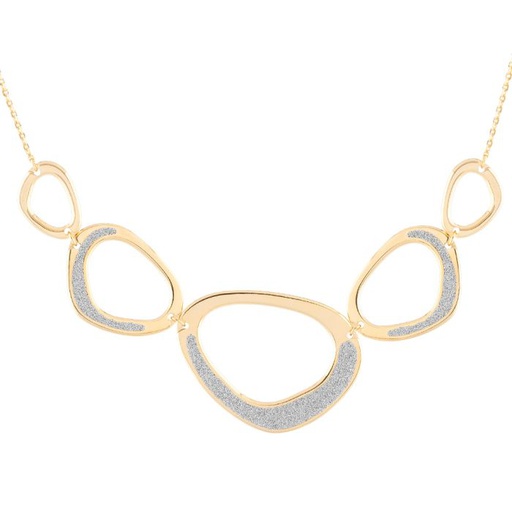 [FNEC.00080463] Silver w/ Gold Tone and Diamond Dust Necklace